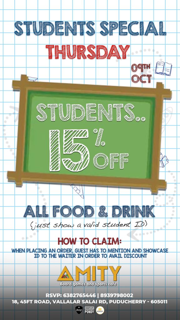 Student Special Thursday - Amity Sports Cafe